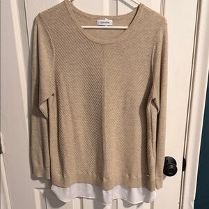 Calvin Klein Tan Sweater with White Trim
